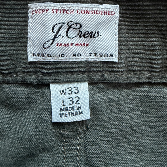 J. Crew Men’s 770 Straight Fit 5 Pocket Olive Stretch Corduroy Pant | Size 33x32 - Picture 3 of 16